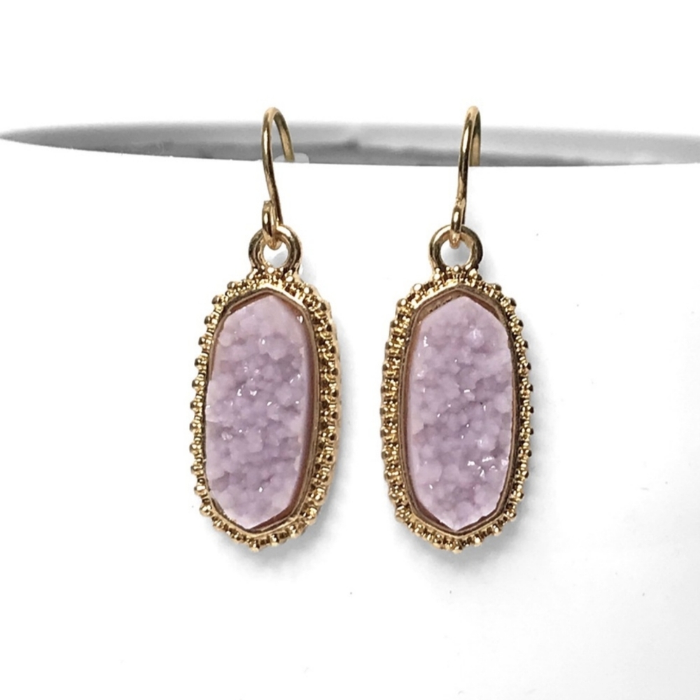 LAST PAIR of these Gorgeous Lavender and Gold Toned Dangle Fishhook Earrings